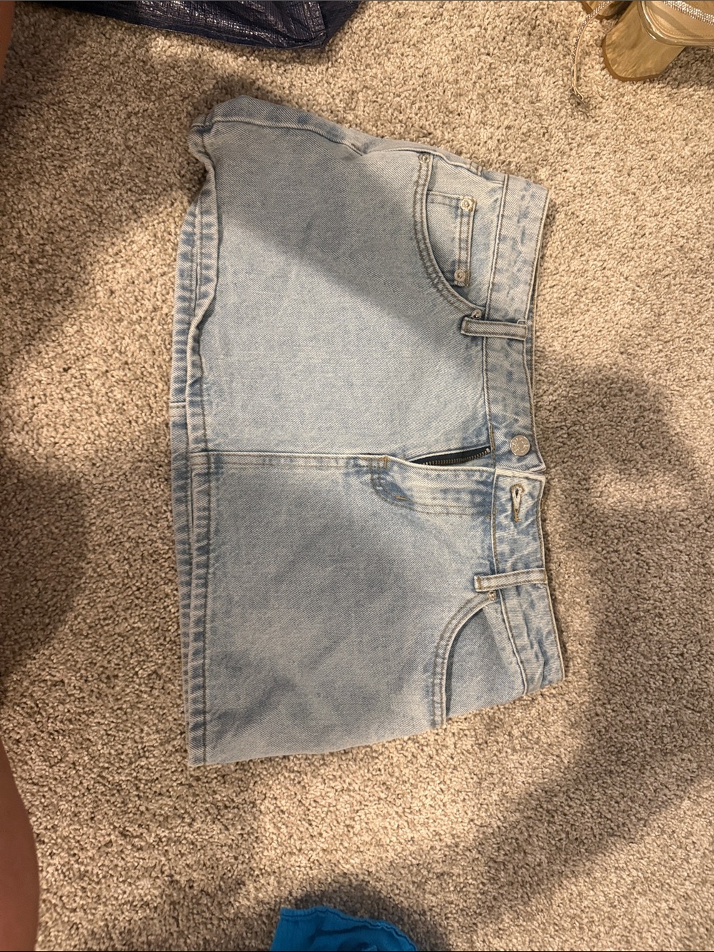 Edikted Light Blue Denim Mini Skirt